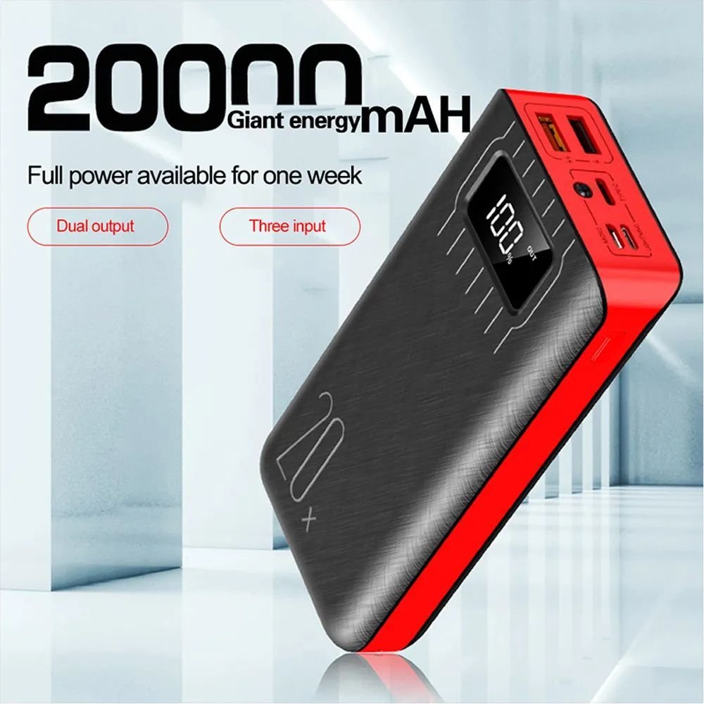 20000mAh External Battery Power Bank Dual USB With LED Flashlight - Univex Hub20000mAh External Battery Power Bank Dual USB With LED Flashlight