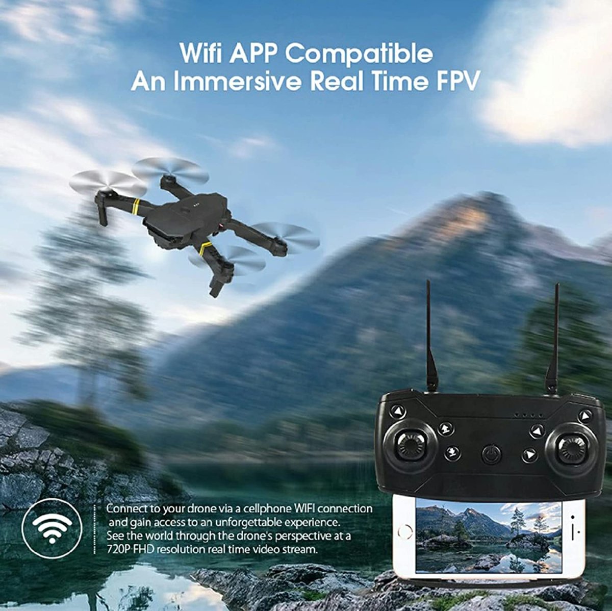 4K HD Dual Camera RC FPV WiFi Portable Wide Angle Foldable Quadcopter Drone - Univex Hub4K HD Dual Camera RC FPV WiFi Portable Wide Angle Foldable Quadcopter Drone