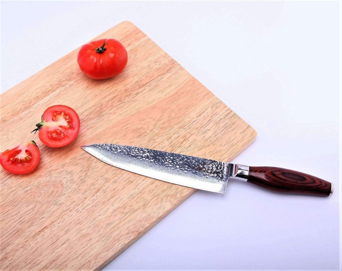 Damascus VG10 Chef Knife - Hammered Blade - Univex HubDamascus VG10 Chef Knife - Hammered Blade