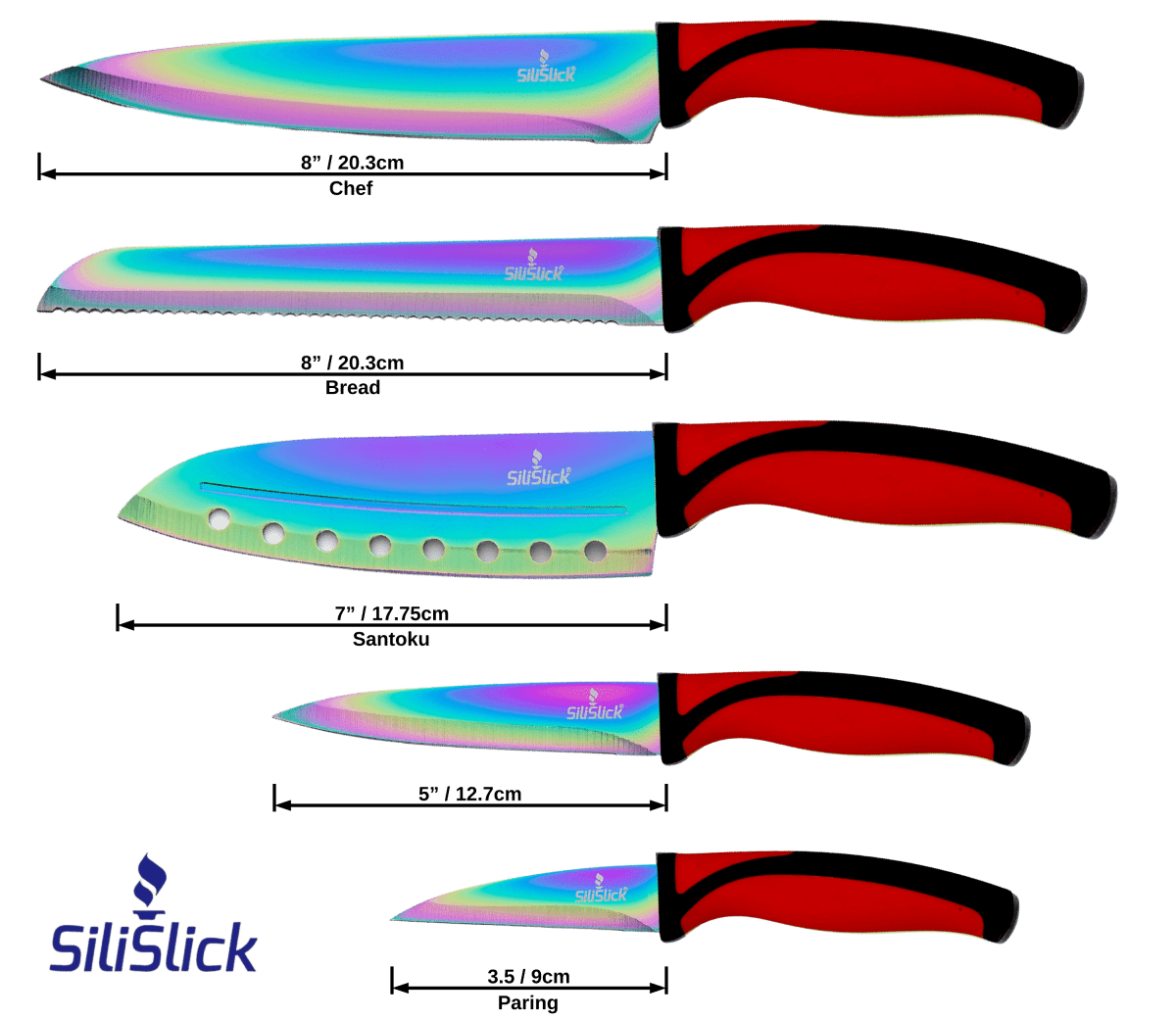 Kitchen Knife Set Kit | Red Handle & Black Magnetic Rack - Univex HubKitchen Knife Set Kit | Red Handle & Black Magnetic Rack