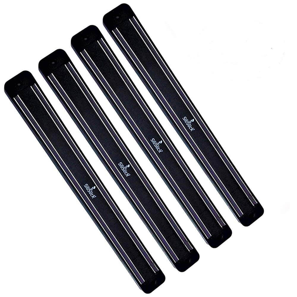 Magnetic Knife Tool Rack - 4 Strong Black Wall Mount - Univex HubMagnetic Knife Tool Rack - 4 Strong Black Wall Mount