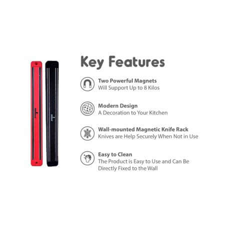 Magnetic Knife Tool Rack - 4 Strong Black Wall Mount - Univex HubMagnetic Knife Tool Rack - 4 Strong Black Wall Mount