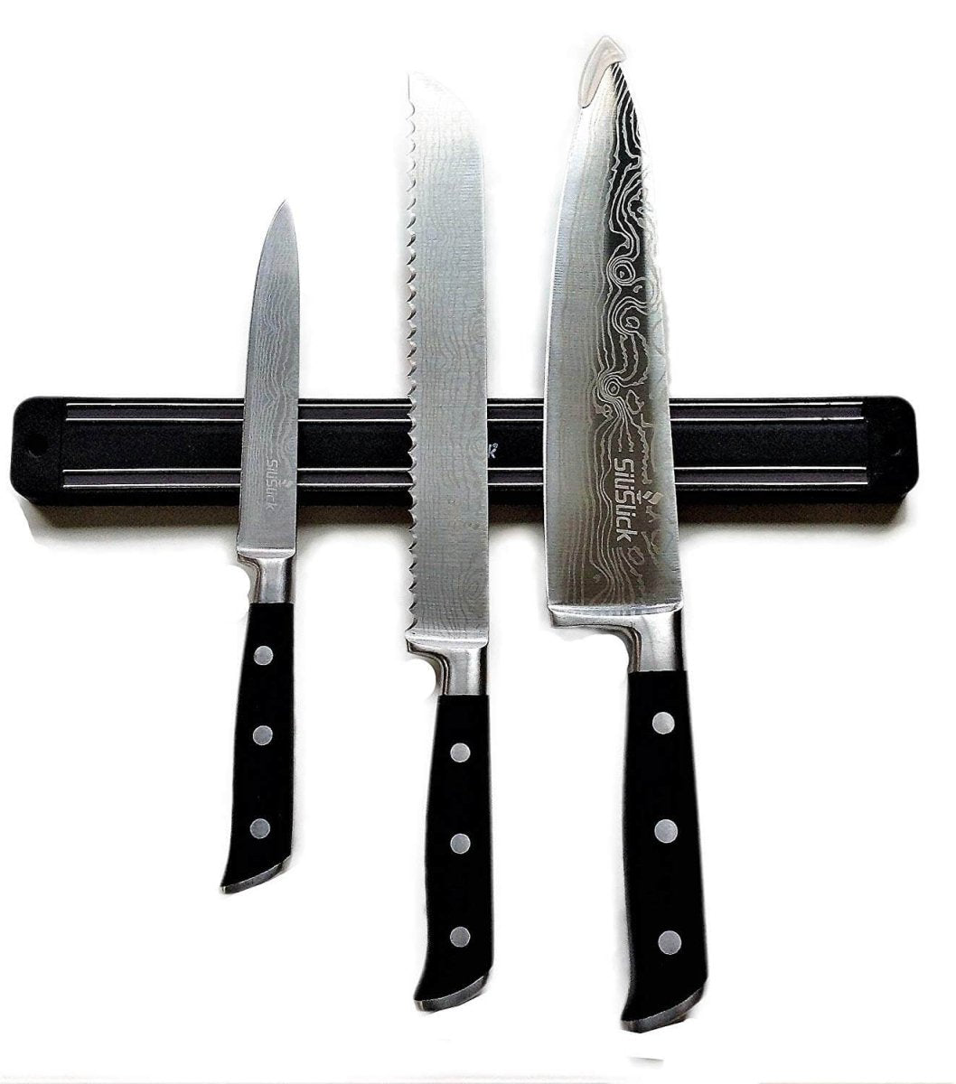 Magnetic Knife Tool Rack - 4 Strong Black Wall Mount - Univex HubMagnetic Knife Tool Rack - 4 Strong Black Wall Mount